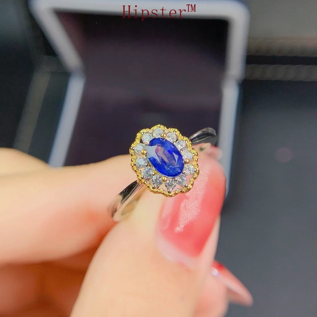 Hot Sale Fresh Open Diamond Sapphire Two-Tone Ring