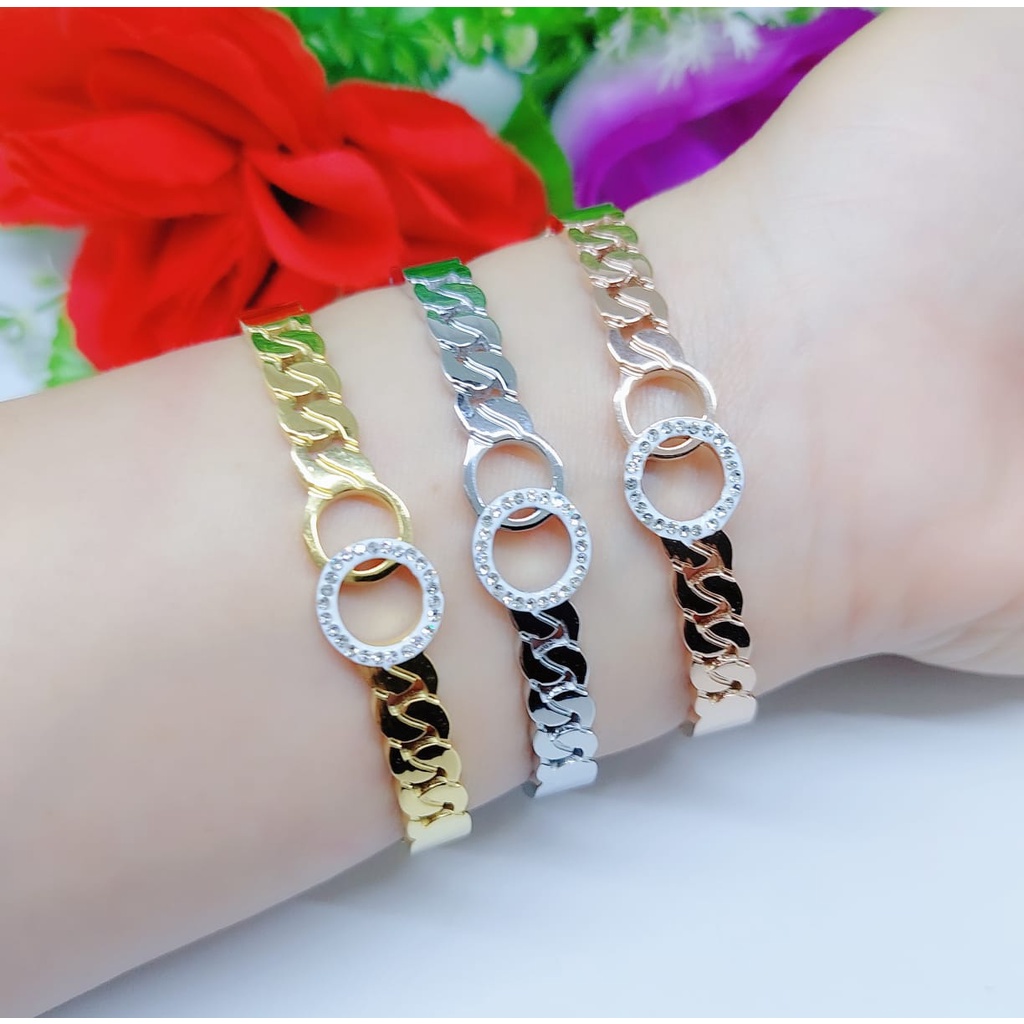 Gelang titanium permata perhiasan fashion 0320