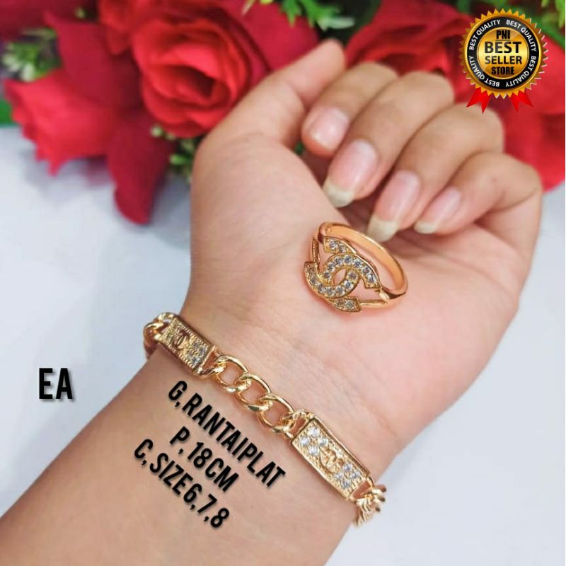 GELANG TANGAN WANITA RANTAI PLAT FREE CINCIN MOTIF CHENELL BANYAK PILIHAN MODEL DAN BENTUK NYA