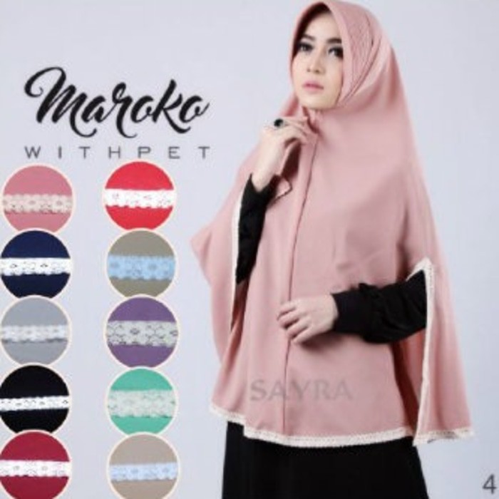 Khimar Maroko Withpet - Jilbab khimar dengan pet model pinguin belakang lebih panjang