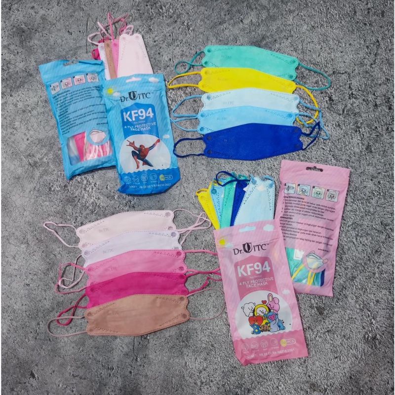 KF94 ANAK DR ITC EMBOS MIX POLOS - MASKER KF94 ANAK DRITC KIDS EVO 4PLY