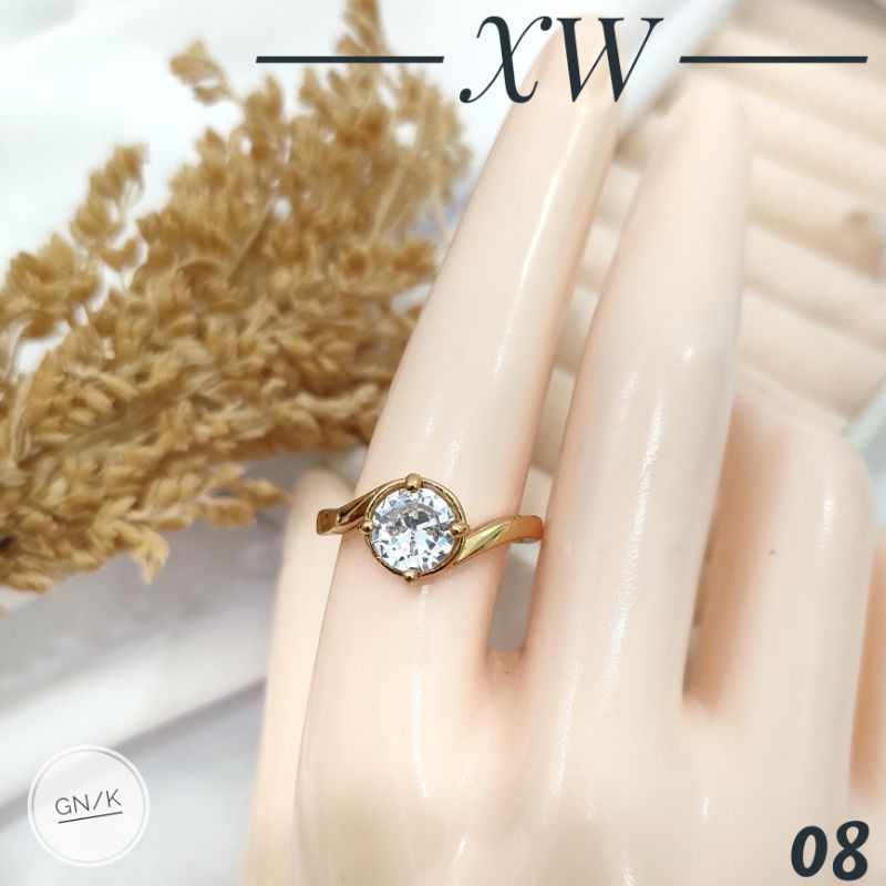 Cincin Yaxiya Mata Zircon Satu warna Gold C03083