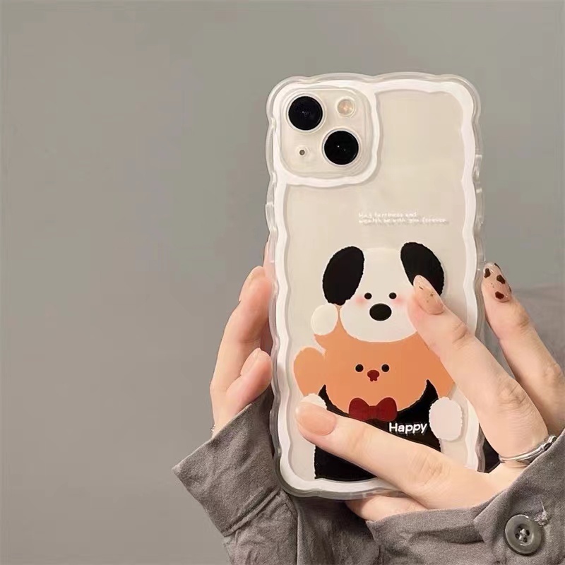 Soft Case Silikon TPU Transparan Motif Beruang Anjing Untuk IPhone 12 13 SE 2020 6 6S 7 8 Plus X XS XR 11 Pro Max