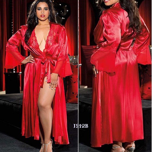 [SIAP KIRIM] BAJU KIMONO TIDUR WANITA LINGERIE JUMBO SLEEPWEAR SEXY MERAH JS12B