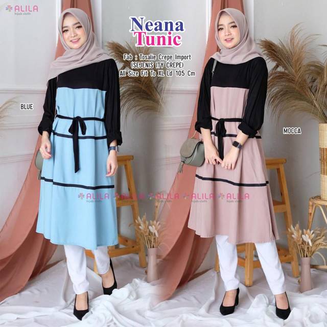 Naena tunik | naena midi dress | tunik polos | tunik kerja kuliah formal | by alila