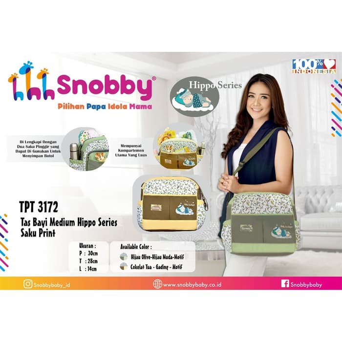 Tas Bayi Medium Snobby Hippo Saku Print