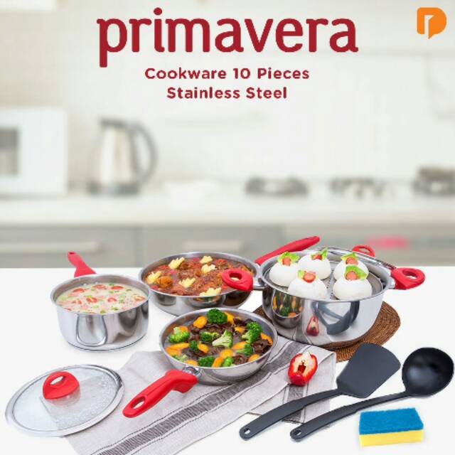Panci set stainles steel supra/ Primavera cookware 10 pcs stainles steel