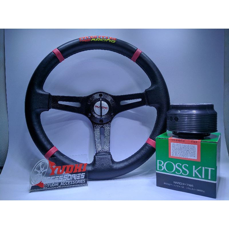 paketan Stir racing dan boskit steering wheels stir racing mobil diameter 14 inch
