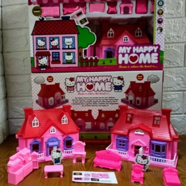 mainan rumah barbie anak karakter hellokitty set lengkap