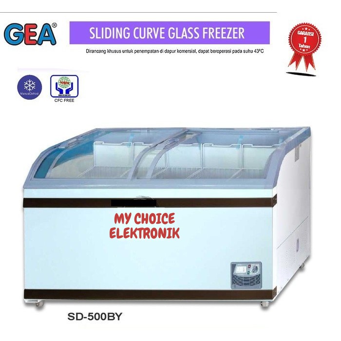 GEA Sliding Curved Glass Freezer SD-700BY 2 COMPRESSOR