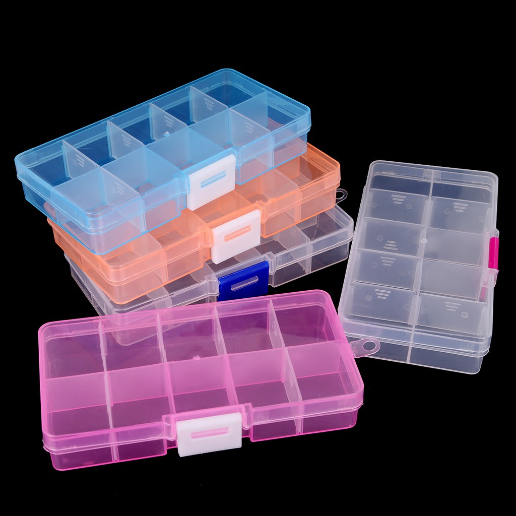 10 Slots Adjustable Transparent Jewelry Storage Box Ring Earring Drug Pill Beads Portable Plastic Organizer Case Travel Bins