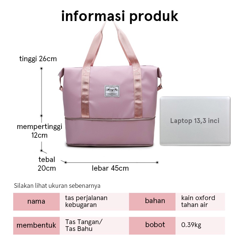 Hathin muii Tas Travel Duffel bag berkapasitas besar /tas kebugaran/ Portable Gym Bag/tas bahu modis/Waterproof Tas Jinjing/Tas Travel Jumbo Olahraga/TRAVEL BAG LIPAT JUMBO TFW 62/TFW - 61