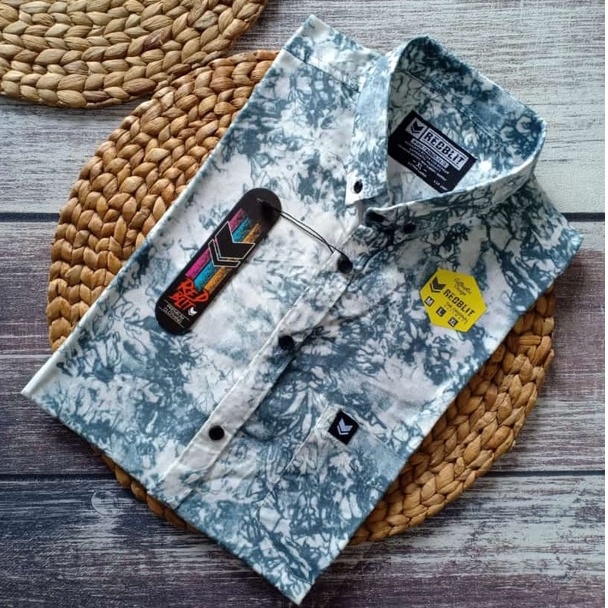 Baju Kemeja Hem Pria Distro Surfing Skate Fullprint Printing Motif Pantai Korea Abstrak Bunga Floral