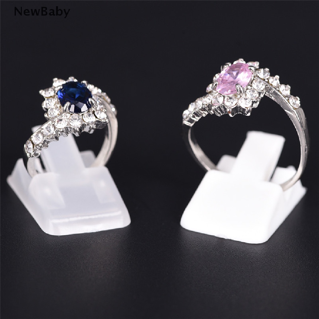Newbaby 10Pcs Stand Holder Display Perhiasan Cincin Bahan Plastik Frosted