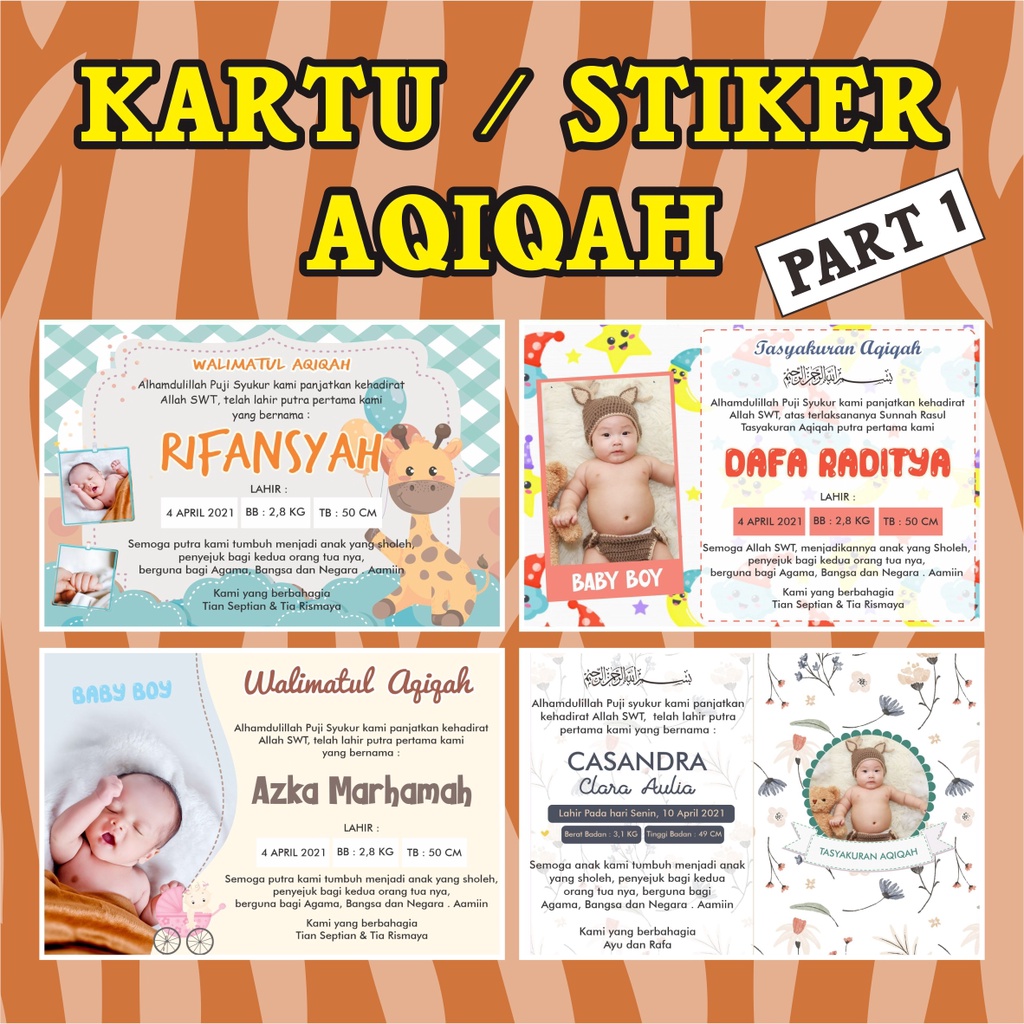 KARTU AQIQAH / STIKER AQIQAH / KARTU UCAPAN TASYAKURAN AQIQAH