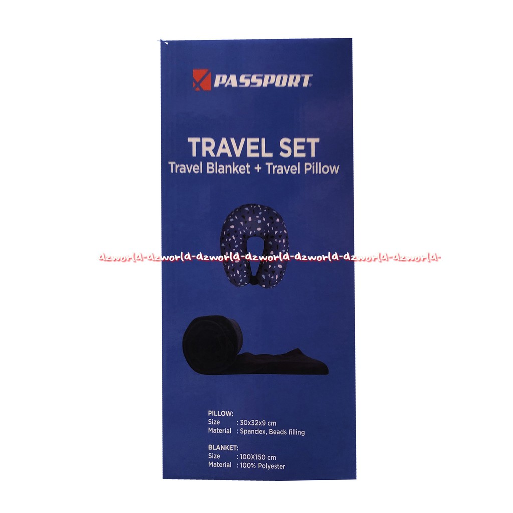 Passport Travel Set Blanket Pillow Krem Bantal Dan Selimut Travelling