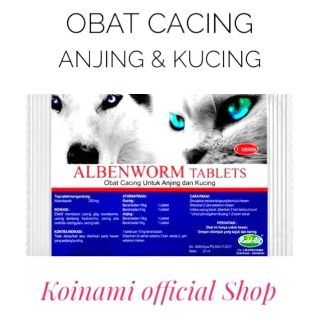 ALBENWORM CAT &amp; DOG TABLET / raid all / obat Cacing kucing anjing / hewan / pet