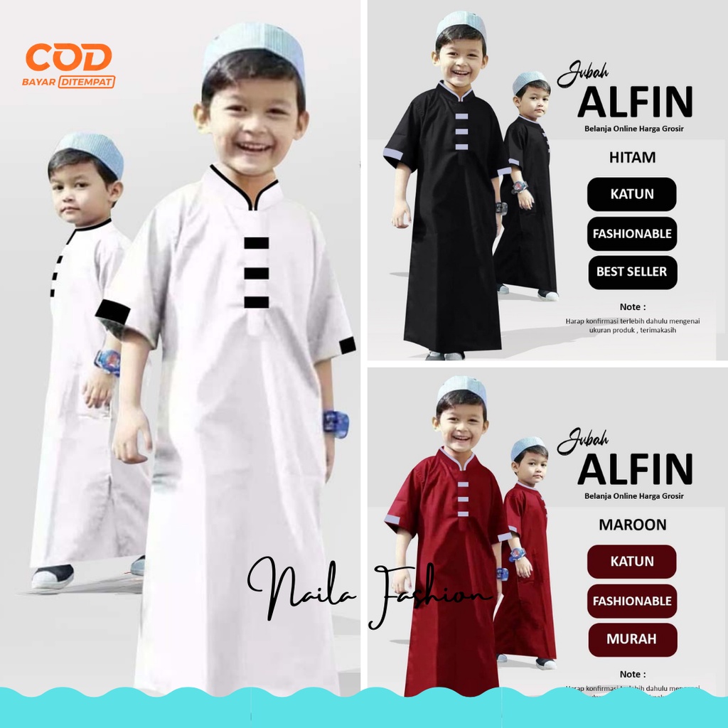 Jubah Anak Laki Laki Model Alfin Baju Koko Gamis Anak Terbaru 2022 Bonus Peci