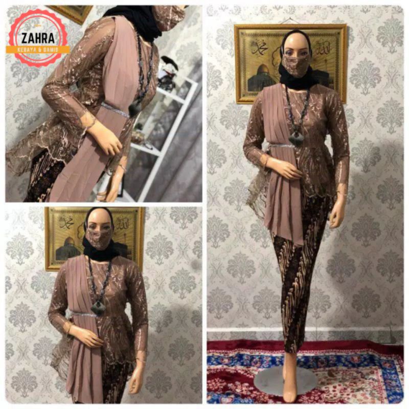 Setelan Kebaya Aurora  Selendang Tulle Combinasi Cerutty