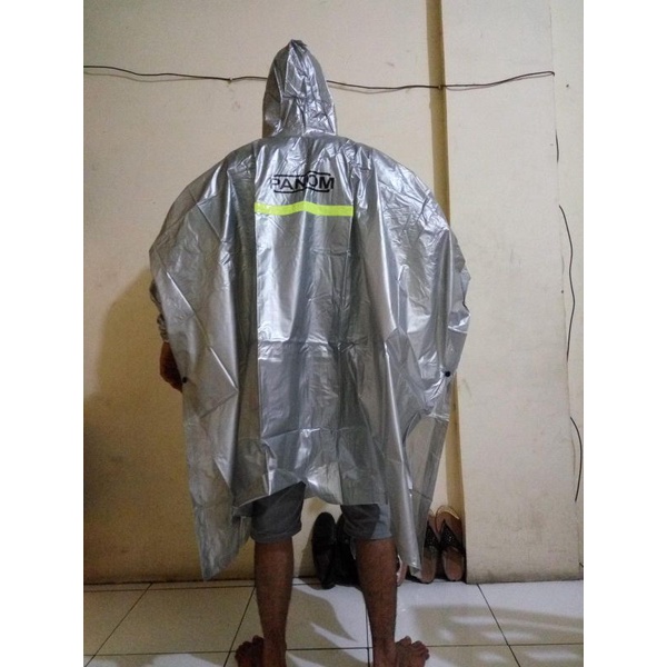 jas hujan model ponco lengan tebal kuat anti rembes merk panom