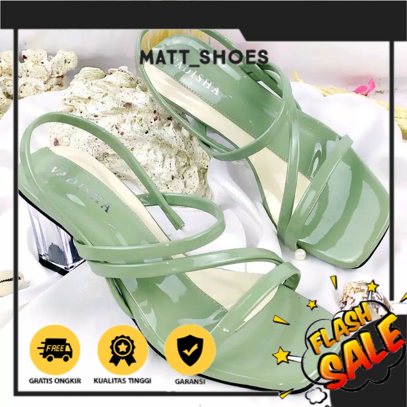 Sepatu Wanita Impor Fashion Sale Heels Wanita Hak Kaca Queensha