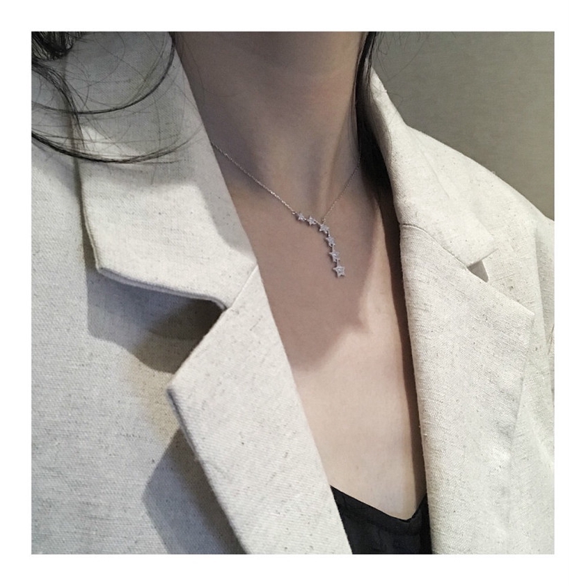 Fashion Aksesoris Kalung Perak S925 Sterling dengan Desain Bintang dan Inlay Mewah