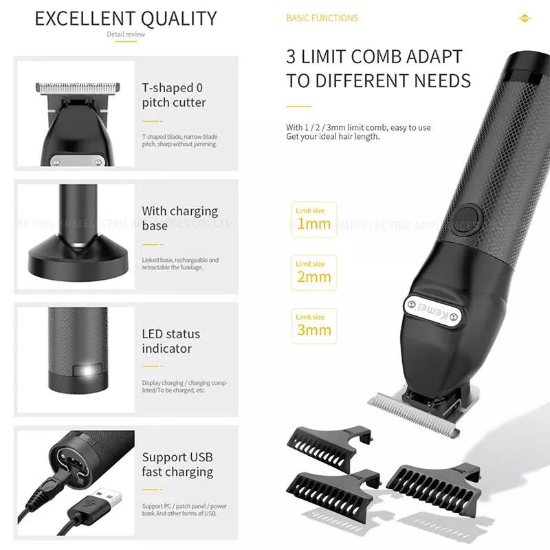 Kemei KM-1753 Alat Cukur Rambut Original Hair Clipper Detailer Trimmer Professional Elektrik Rechargeable Stand Cukuran KM 1753