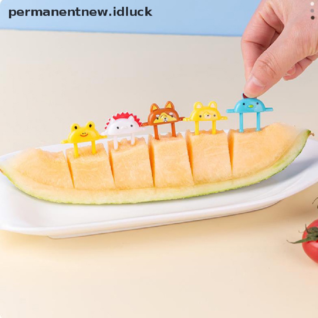 6 Pcs Garpu Buah Desain Kartun Hewan Katak Rubah Untuk Makanan Penutup