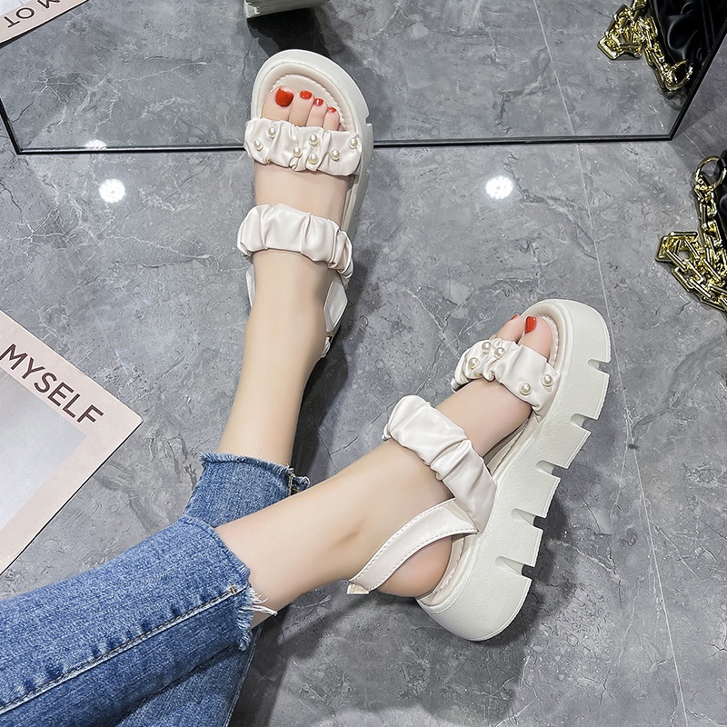 FREE KOTAK SEPATU !!! COD TERMURAH ORIGINAL Wedges Sandal Tali Wanita Impor KZT-SW01