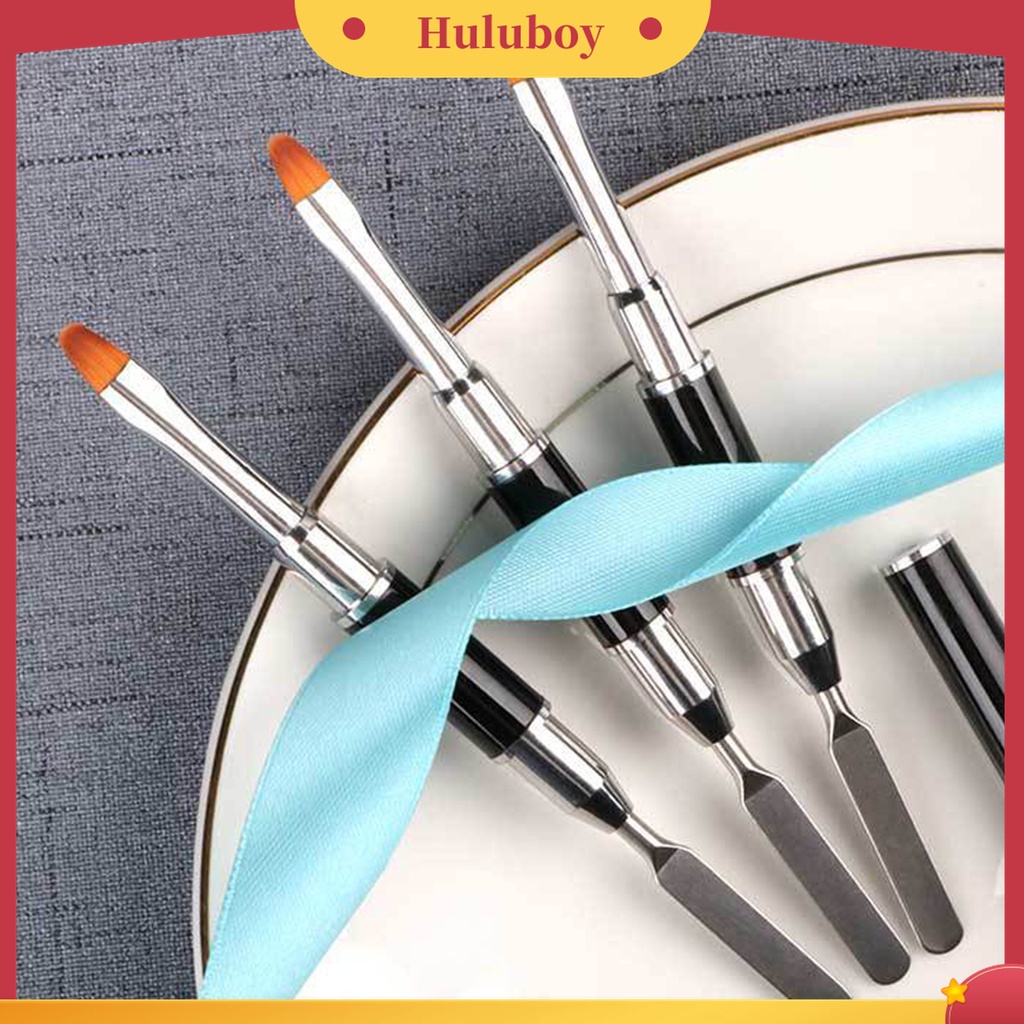 Huluboy Huluboy♡ 2 in 1 Pen Brush Nail Art Universal Bahan Stainless Steel Mudah Digunakan