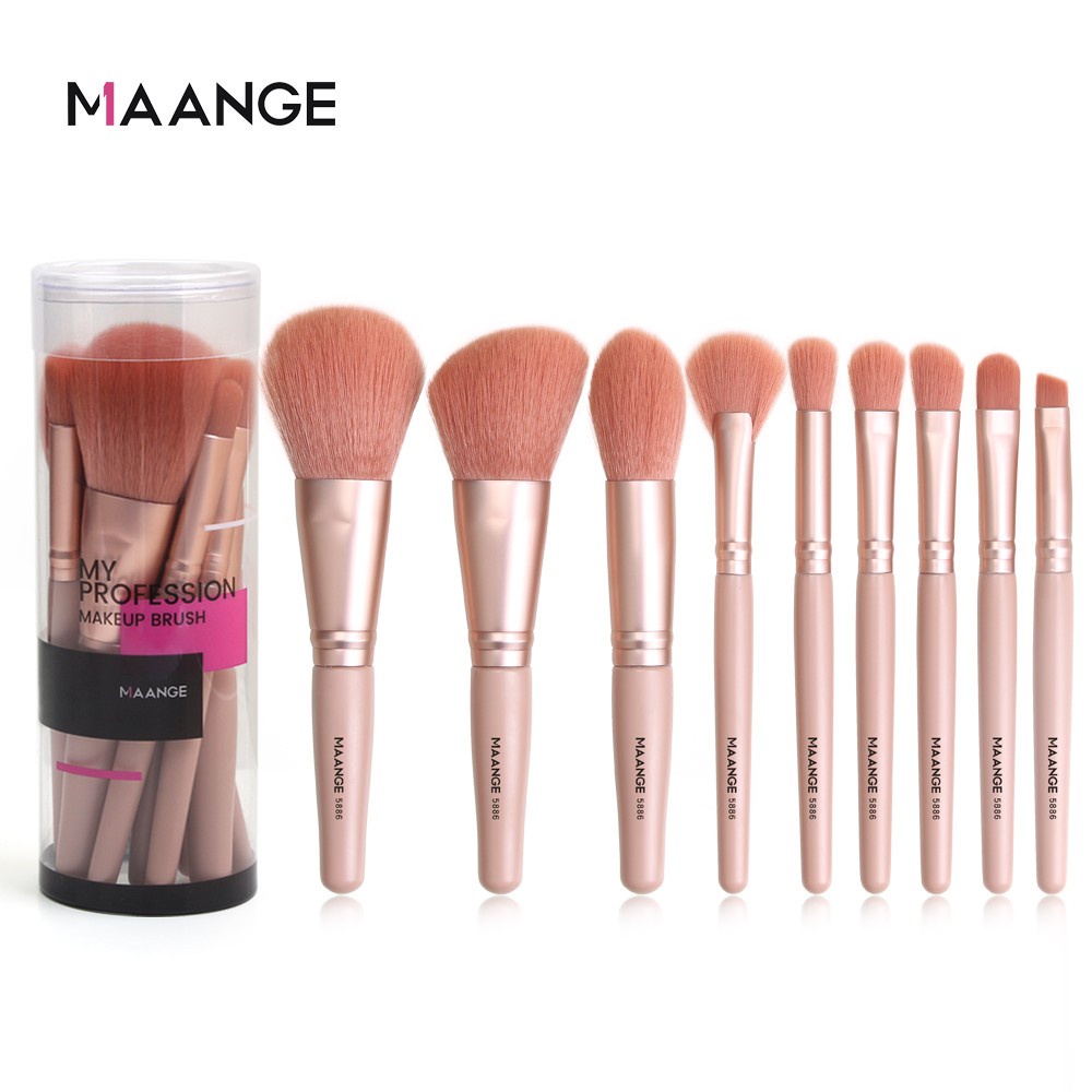 ~AB~ Original Maange 9pcs/set Brush Makeup Ukuran  Mini Blush On, Bedak, Concealer, Eyeshadow