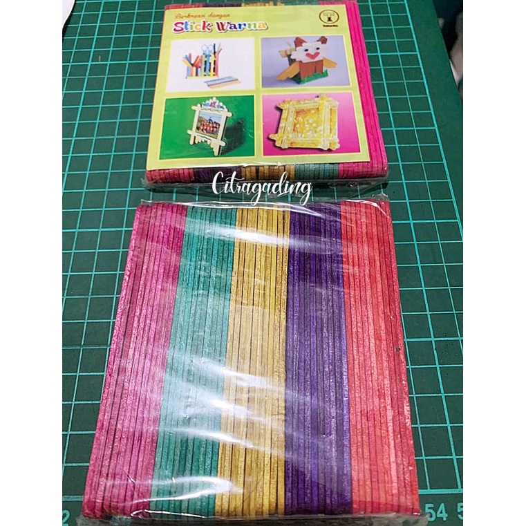 STICK ICE CREAM ES KRIM WARNA WARNI STIK ICE CREAM KAYU COLOR PER PAK KREASI PRAKARYA DEKORASI POLOS