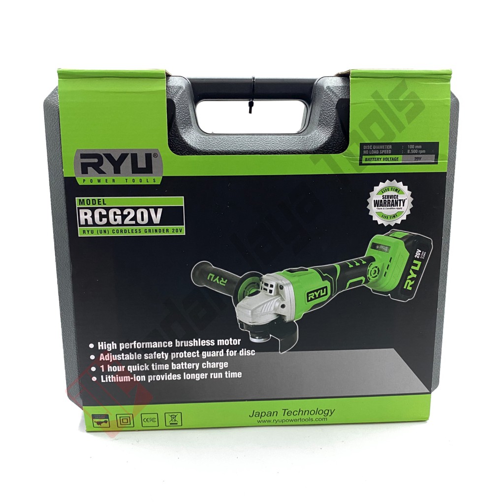 RYU RCG20V GERINDA CORDLESS - Mesin Gerinda Tangan Baterai 4 Inch Charger