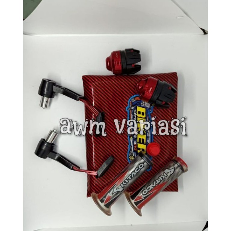 Kulit Jok Carbon + Progruad Robot + Jalu AS Roda + Handgrip Kitaco 1 Paket Isi 4 item Univesal