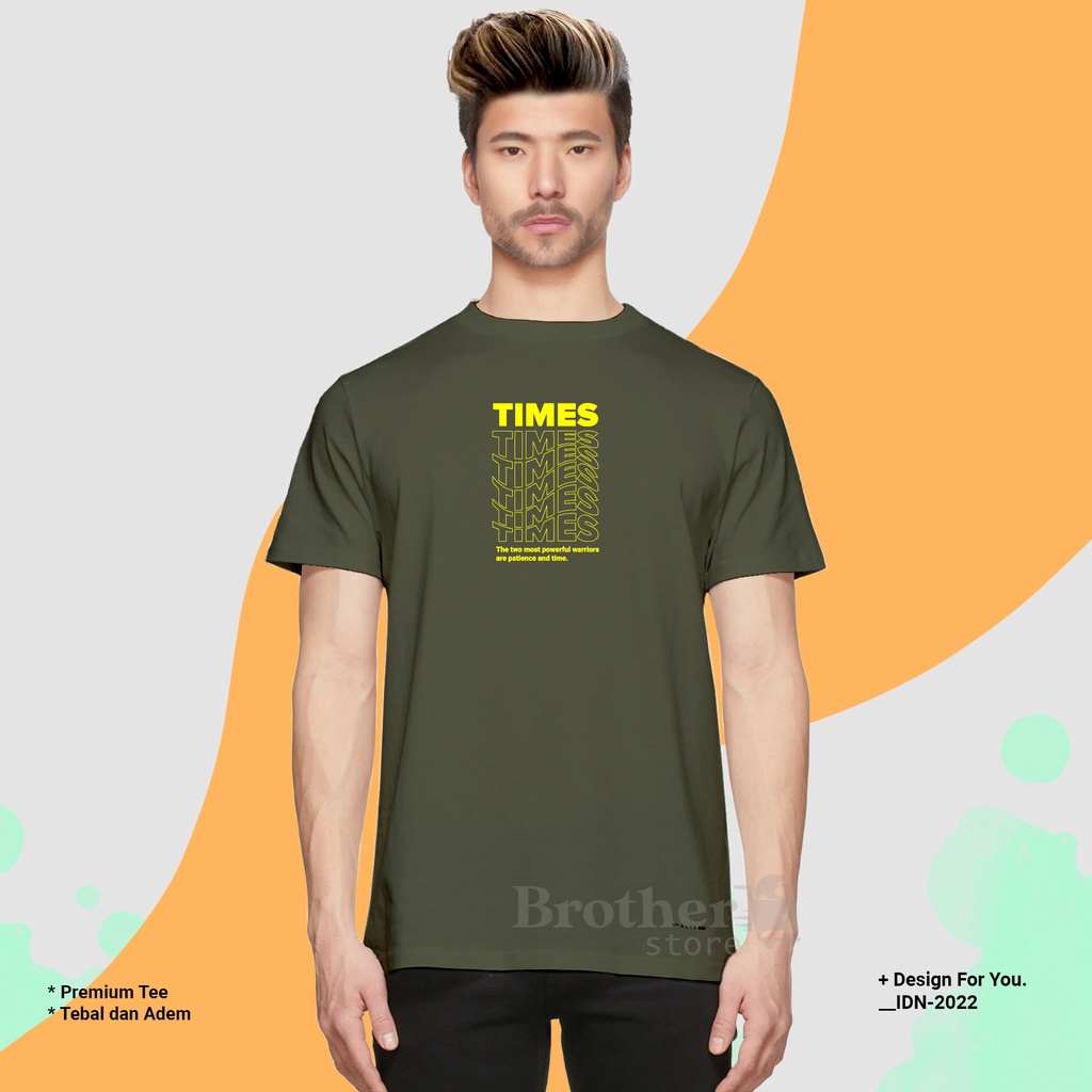 BROTHERSTORE - Kaos Distro Pria - KAOS COWOK CEWEK - Kaos Kata Kata - TIMES Text PUTIH Premium