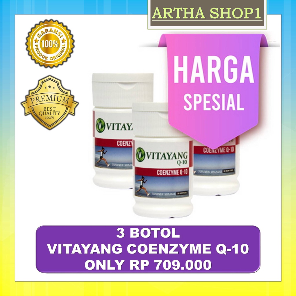 Vitayang Q-10 Coenzyme Q10 Terlaris Original KK Indonesia Antioksidan Membantu Pembentukan Energi