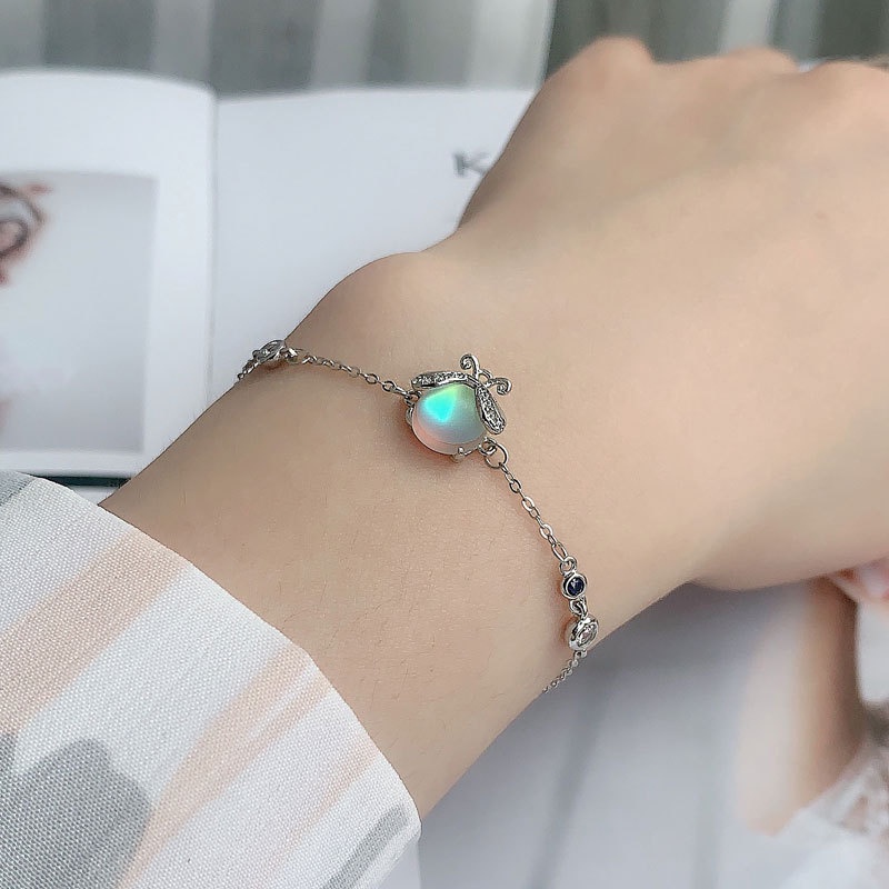 Gelang Moonstone Bahan S925 Silver Untuk Pasangan