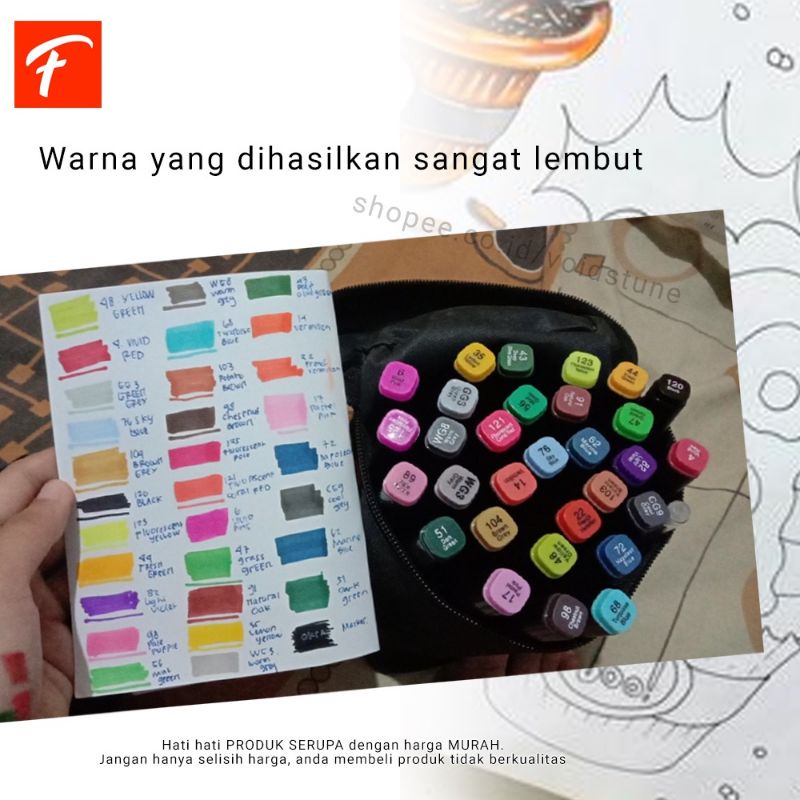 TOUCHNEW BV Spidol Dual Side Fine Art Marker 30 Color Spidol Dua Sisi Spidol Mewarnai Anak Lengkap , Spidol Dual Side Fine Art Marker 30 Color