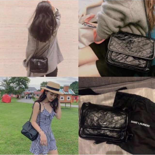 TAS SELEMPANG YSL NIKI MINI BLACK PREMIUM  100% REALPICT
