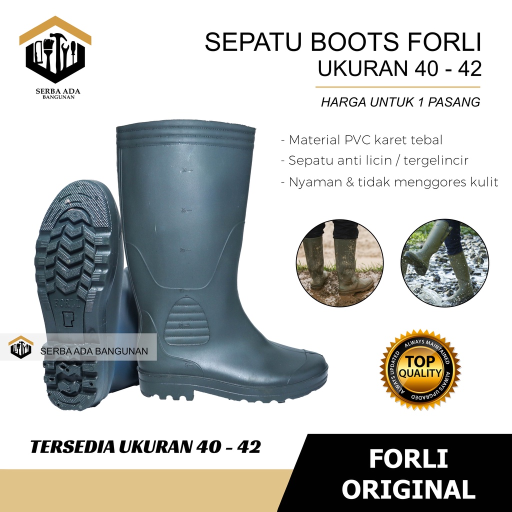 SEPATU BOT FORLI / SEPATU BOT KARET TINGGI/ SEPATU BOT PROYEK / SEPATU AIR BANJIR