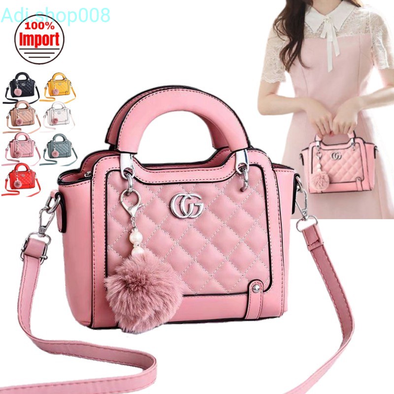 Tas Handbag Selempang Pesta Wanita Import Elegan Terbaru Bahan Kulit Sintetis Warna Pink - JTF0147