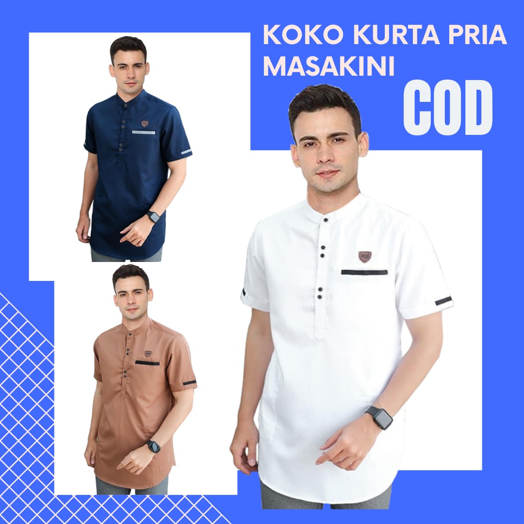 baju koko pria putih dewasa pakaian pria cowok couple kopel lebaran gamis kurta bapak2 murah lengan 