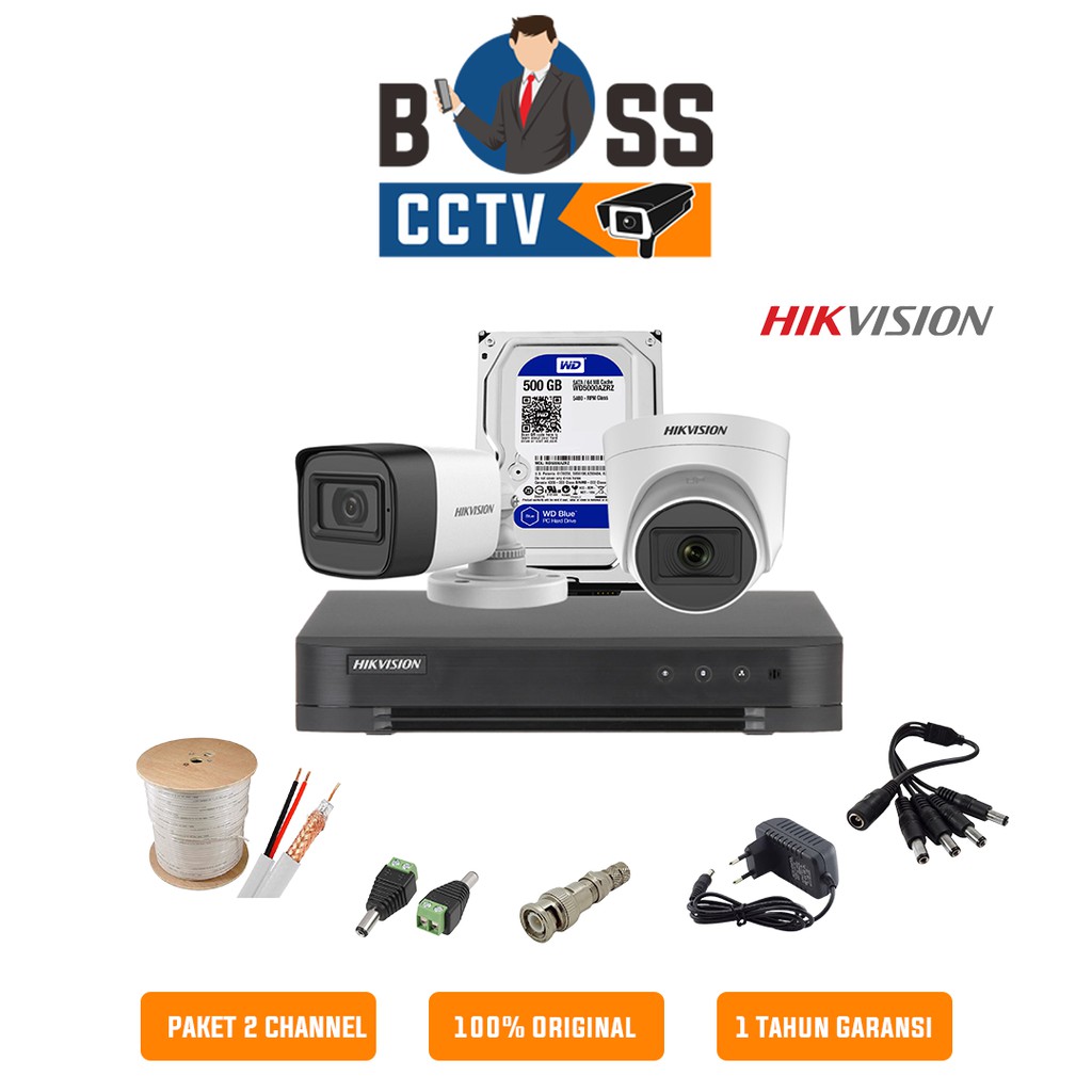 PAKET KAMERA CCTV 2 CHANNEL HIKVISION