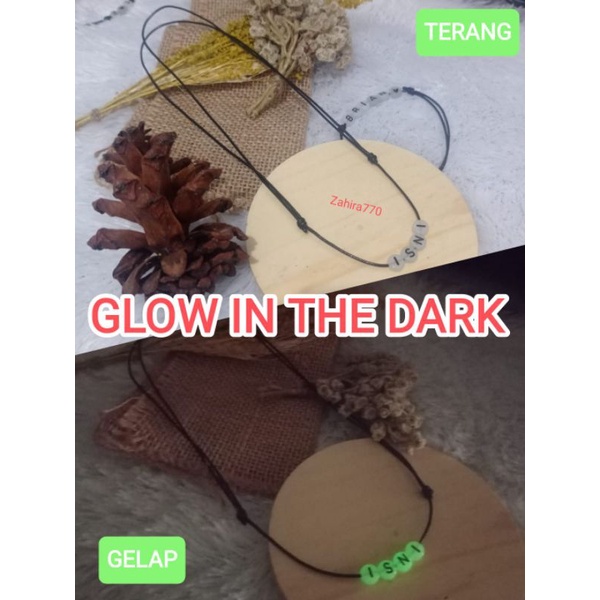 (COD) KALUNG CUSTOM NAMA / INISIAL GLOW IN THE DARK