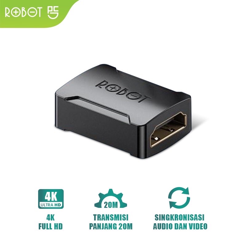 ROBOT RHH10 Adapter Ekstensi Kabel HDMI Female to Female 4K HD Original - Garansi 1 Tahun