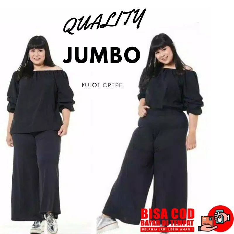 Jumbo Celana Kulot Pants Wanita Jumbo Big Size Melar Bahan Crepe Premium