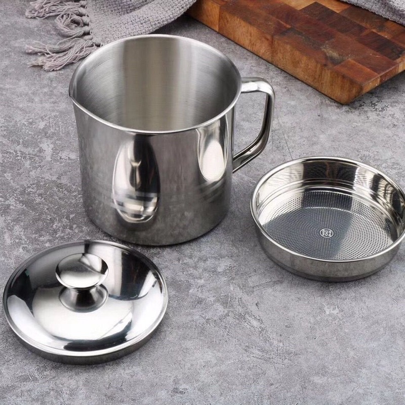 OIL POT WADAH SARINGAN MINYAK STAINLESS STEEL 1.3 LITER TEMPAT SARINGAN MINYAK GORENG JRW0108