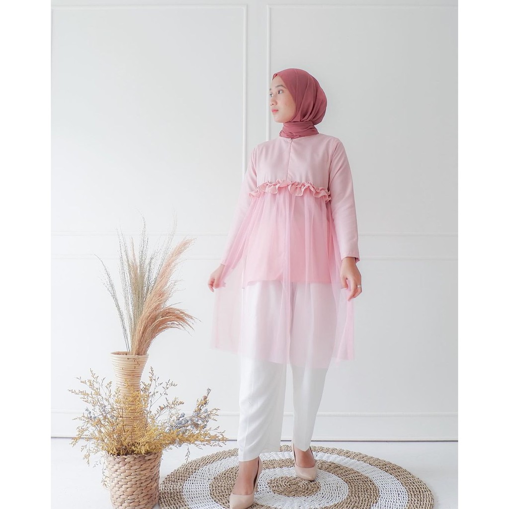 Amandaa Tulle Tunik/Tunik Tile Ld 110/Tunik Tile Dotty/Tunik Tenda/Tunik Seragaman/Tunik Jumbo