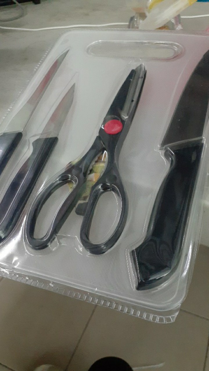 Termurah Pisau Talenan Pisau 5 Set Serbaguna Gunting Pisau Roti Pisau Daging Pisau Sayuran