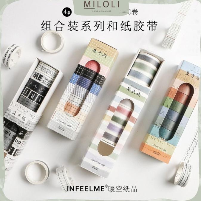 

(BISA COD) [MILOLI] 10 Rolls NEW STYLE Washi Tape Masking Tape - A0006 SPECIAL Kode 317